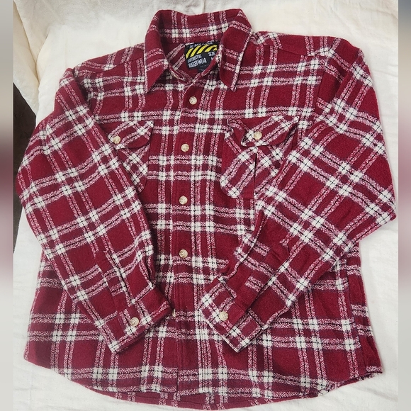 Big Rock Canyon Kids Burgundy Plaid Button Down Flannel Shirt - Picture 1 of 3